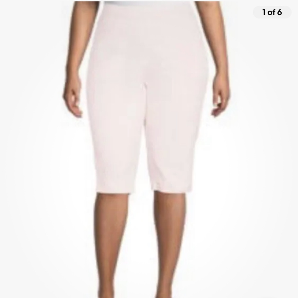Just My Size Pink Pull On Stretch 2 Pocket Capris 1X NEW